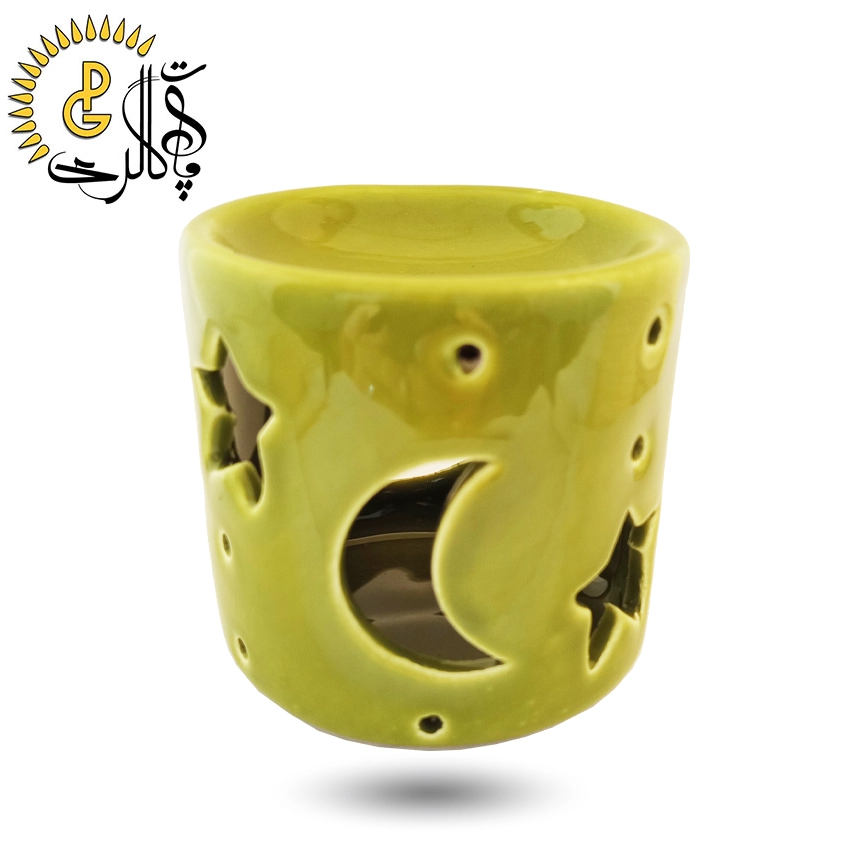 اسانس سوز سرامیکی سبز کد 554 | جاعودی و اسانس‌سوز سرامیکی طرح ماه و ستاره